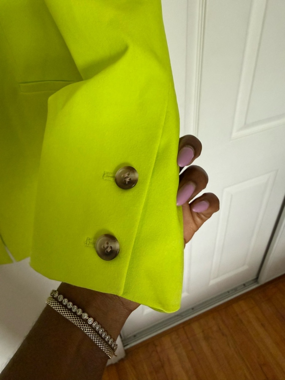 Wildfang Lime Green Single-Button Blazer - Picture 4 of 5